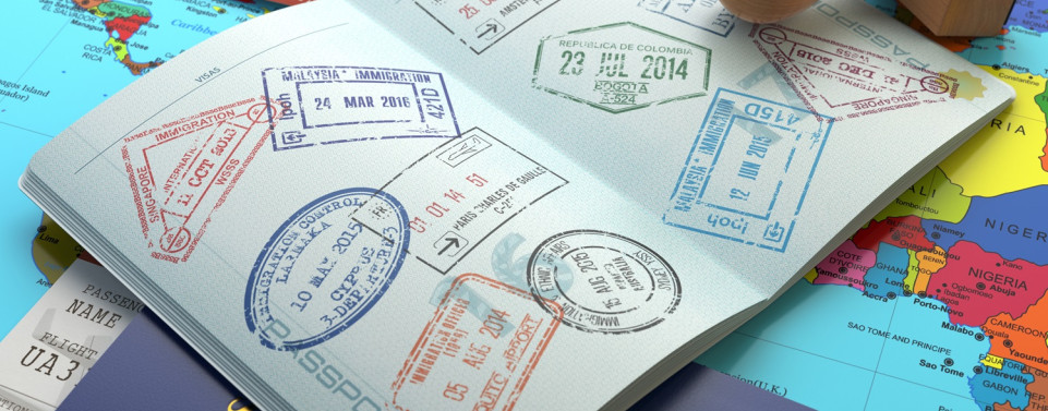 Reisepass mit Stempel. Visum. 