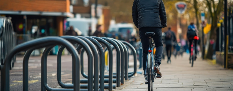 Radfahrer auf Gehweg