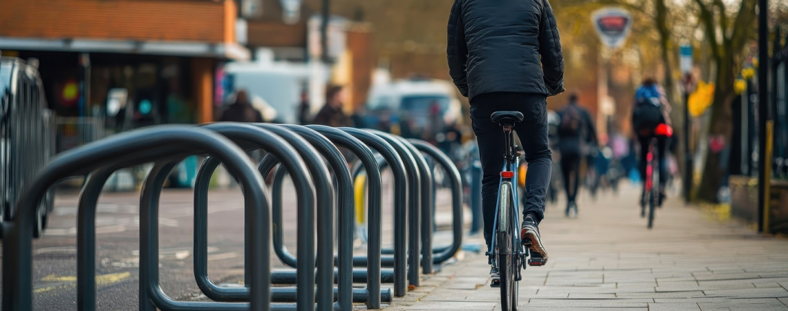 Radfahrer auf Gehweg