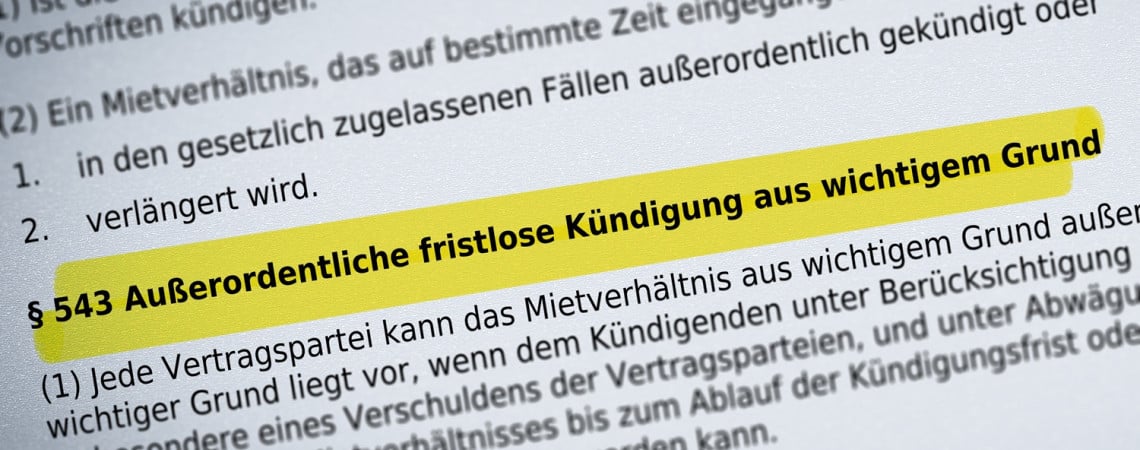 Paragraf aus dem BGB "Außerordentliche fristlose Kündigung aus wichtigem Grund".