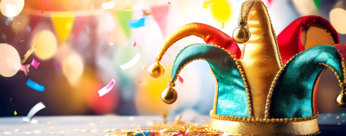 Konfetti mit Narrenhut für Karneval. 
