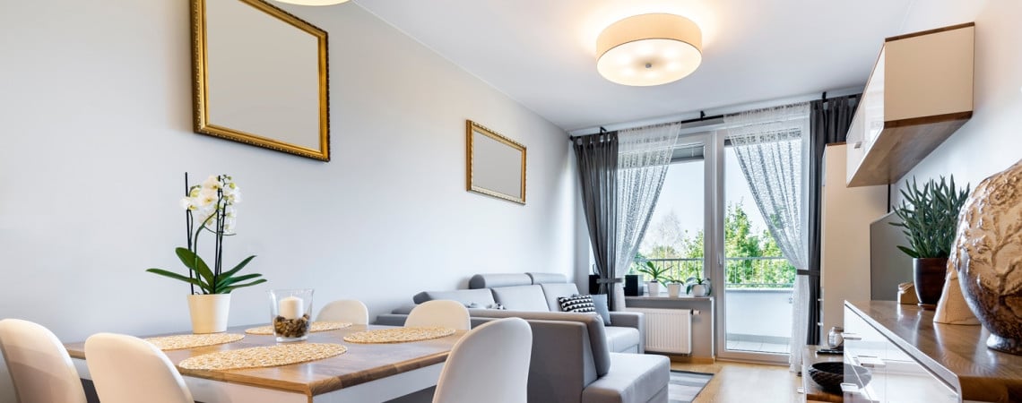 Kleine Wohnung modern eingerichtet. 